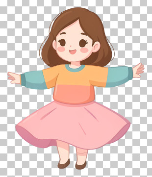 Small Pink Twirling Girl Doodle PNG