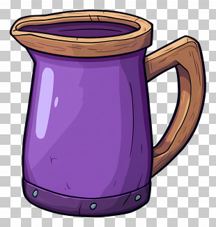 Milk Jug - Purple Pitcher With Wooden Handle PNG