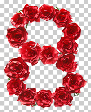 Number Eight - Number 8 Made Of Red Roses For Romantic Decor PNG