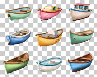 Watercolor Boats - Collection Of Colorful Boats PNG