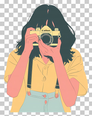 Girl Holding A Camera Illustration - Illustration Of Girl Holding A Camera PNG