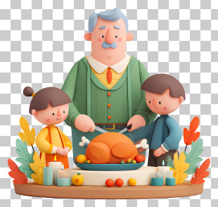 Grandfather Carving Roasted Turkey - Grandfather Carving Thanksgiving Turkey PNG