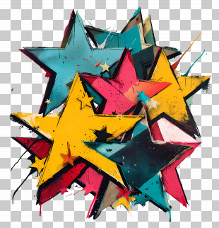 Aesthetic Stars - Colorful Artistic Star Shapes PNG