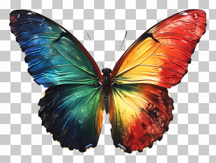 Rainbow Butterfly - Rainbow-Colored Butterfly Illustration PNG