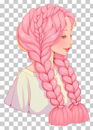 Girl With Pink Hair - Girl With Stylish Pink Braided Hair PNG