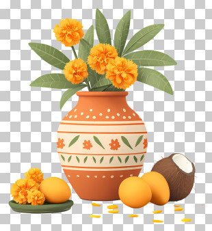 Harvest Celebration - Decorative Vase With Flowers PNG
