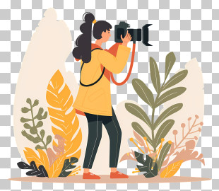 Photographer Taking Photo - Illustration Of A Photographer In Nature PNG