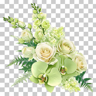 Elegant White And Green Bouquet PNG