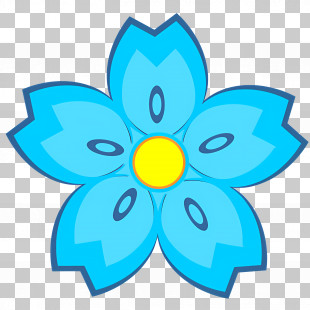 Blue Flower - Simple Blue Flower With Yellow Center PNG