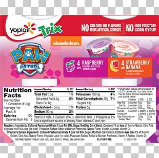 Food Yoplait Trix Yoghurt Nutrition Facts Label PNG