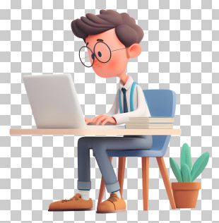 Man Working At Laptop PNG