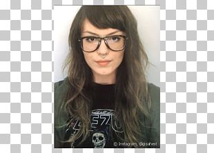 Glasses Long Hair Bangs Black Hair PNG