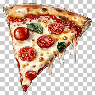 Real Pizza - Cheesy Pizza Slice With Tomatoes PNG