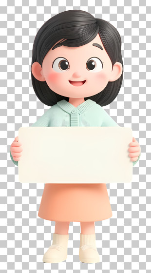 Cute Girl Holding Sign PNG