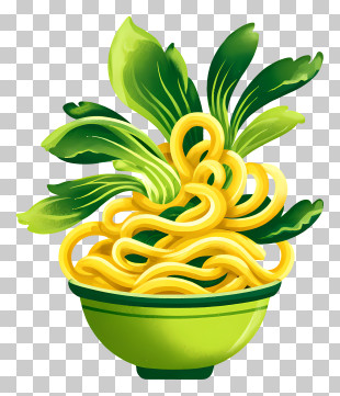 Stir Fried Noodles - Noodles With Greens In Bowl PNG