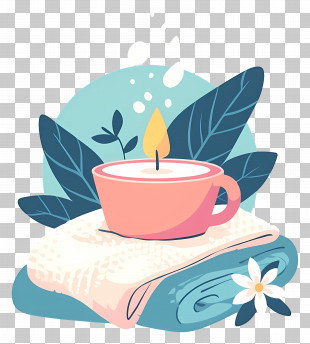 Aromatherapy Candle - Candle In A Cup On Blankets PNG