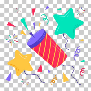 Fireworks - Colorful Party Popper With Confetti And Stars PNG