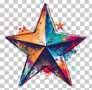 Aesthetic Star - Colorful Artistic Star Splash Design PNG