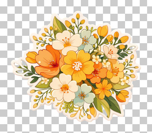 Cute Floral Doodle Bouquet PNG