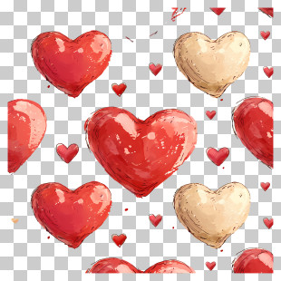 Heart Pattern Background - Romantic Red And Beige Hearts Pattern PNG