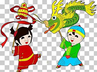 Dragon Dance Lion Dance Chinese New Year Cartoon Illustration PNG ...