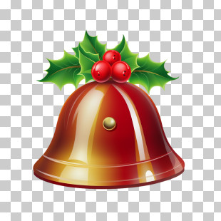 Jingle Bells - Christmas Bell With Holly And Berries PNG