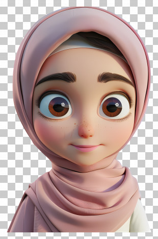 Muslim Girl - Brown-Eyed Hijab Girl Character PNG