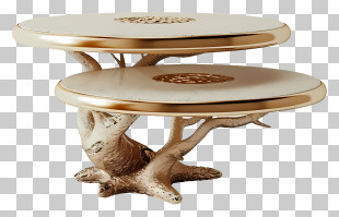Coffee Tables - Luxury Gold Tables With Tree Design PNG