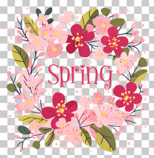 Spring - Spring Flowers Text Decoration PNG