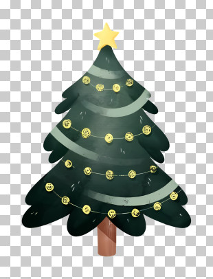 Christmas Tree Decoration - Decorated Christmas Tree With Smiley Ornaments PNG