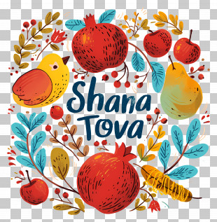 Shana Tova - Shana Tova New Year Illustration With Fruits PNG