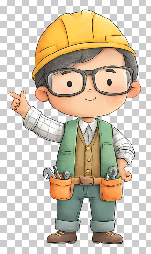 Cute Boy Construction Worker PNG