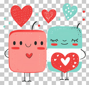 Cute Valentine - Cute Heart Characters In Love PNG