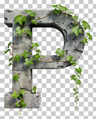 Letter P - Letter P With Ivy Vine Details PNG