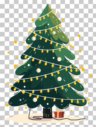 Artificial Christmas Tree - Christmas Tree Decorated With Glowing Fairy Lights PNG