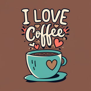 International Coffee Day - I Love Coffee Text With Cup And Heart Design PNG