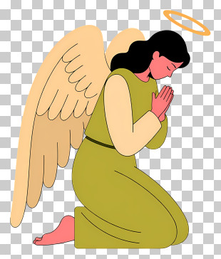 Kneeling Angel Praying In Peace PNG