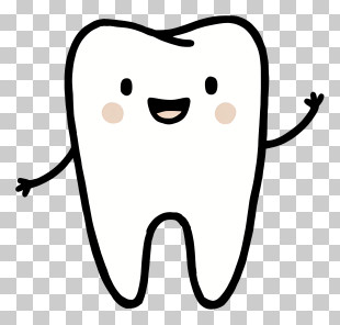 Tooth Outline - Happy Tooth With Smile And Dental Care PNG