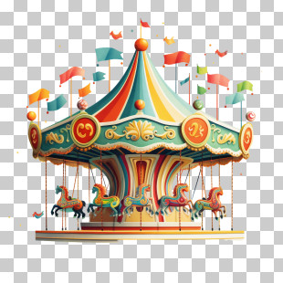 National Merry Go Round Day - Decorative Carousel Ride At The Fair PNG