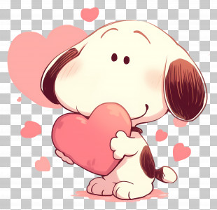 Snoopy Love - Dog Holding A Heart PNG