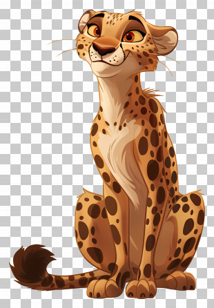 Cheetah - Cartoon Cheetah Illustration With Spotted Fur PNG
