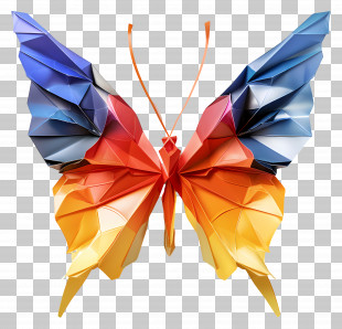 3d Butterfly - Colorful Origami Butterfly PNG