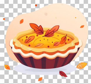 Pumpkin Pie - Autumn Pie With Leaves PNG