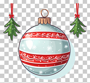 Christmas Ornament - Christmas Ornament With Red And White Stripes PNG