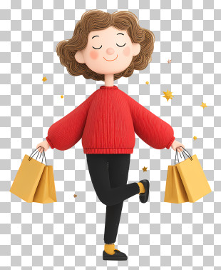 Cheerful Woman Holding Shopping Bags - Smiling Shopper With Bags PNG