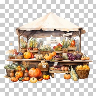 Autumn Harvest - Autumn Market Stall With Fresh Produce PNG