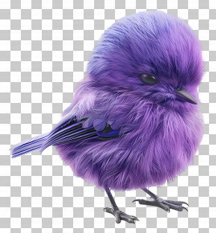 Purple Bird - Fluffy Purple Bird Illustration PNG