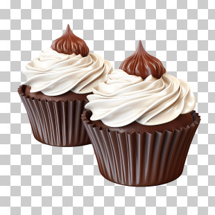 Chocolate Cupcake Day - Chocolate Cupcakes With Cream Topping PNG