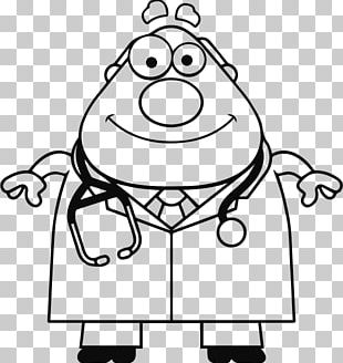 Cartoon Black And White Physician PNG
