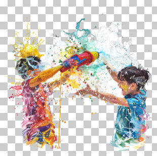 Songkran - Children Playing With Water PNG